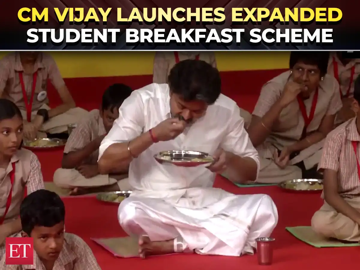 TN CM Vijay launches Kamaraj Breakfast Scheme expansion, joins students for breakfast 