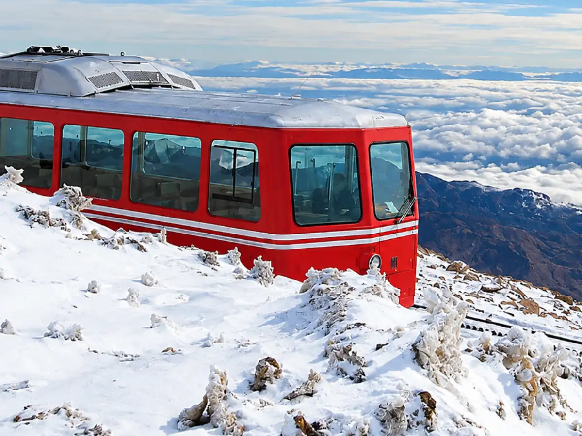 In 1891, engineers built a railway up a Colorado mountain too steep for normal trains; its toothed track still carries passengers to the 14,115-foot summit 