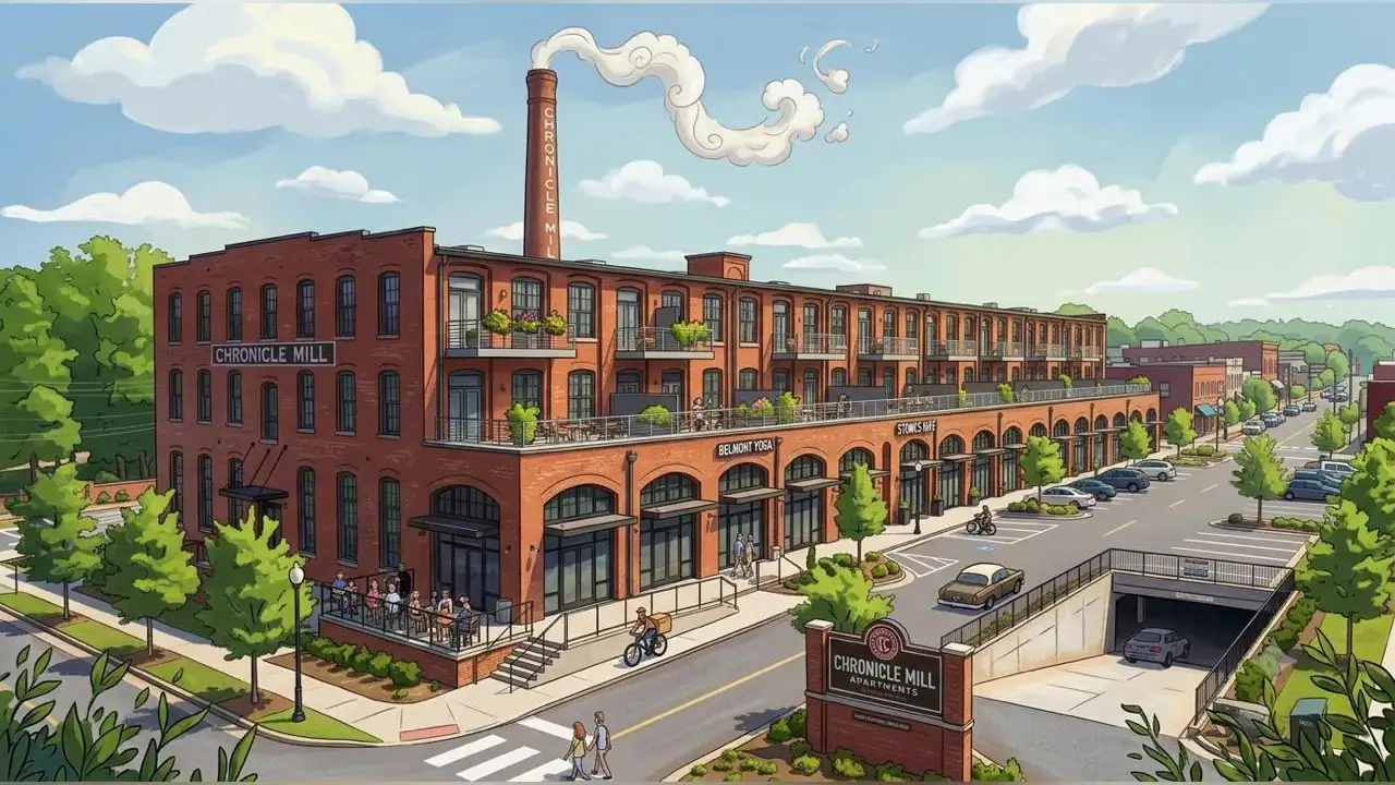 A historic textile mill narrowly escaped demolition; developers preserved its historic elements and transformed the site into a mixed-use development 
