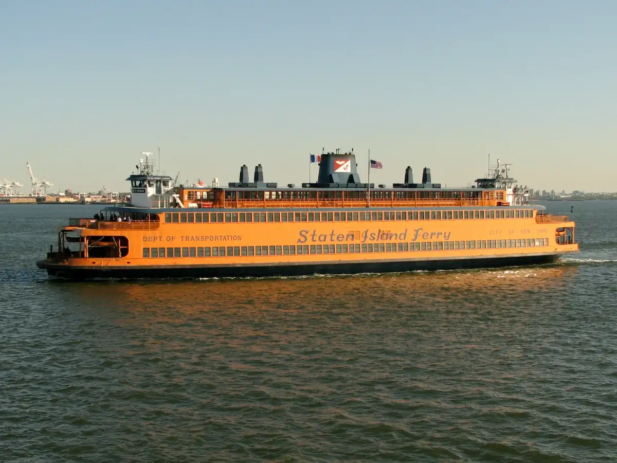New York’s Staten Island Ferry runs 5.2 miles across the harbor for free, 24 hours a day; the 25-minute ride carries well over 16 million passengers a year 