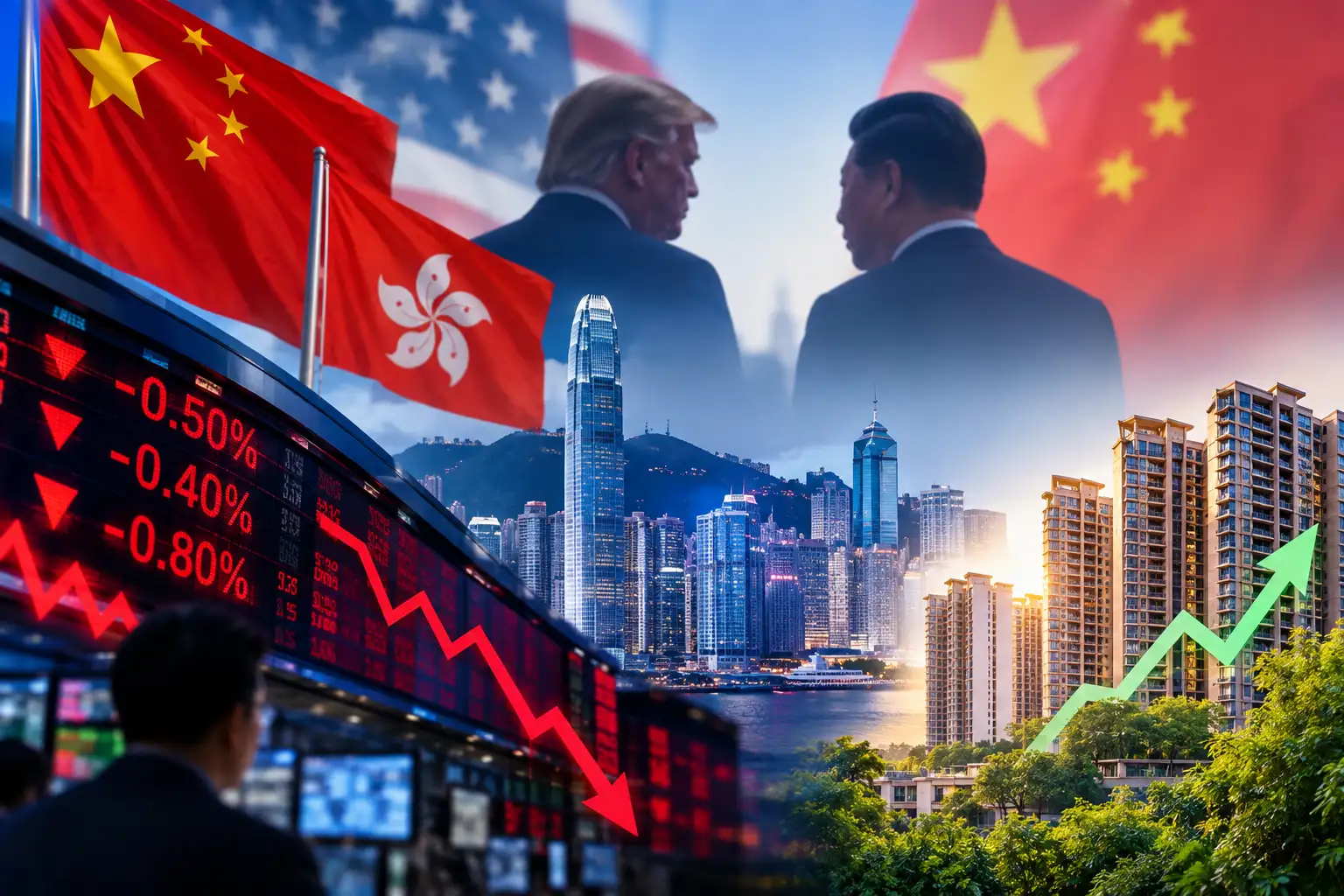 Global Market: China, Hong Kong stocks fall as investors temper Trump-Xi meeting hopes; property shares gain