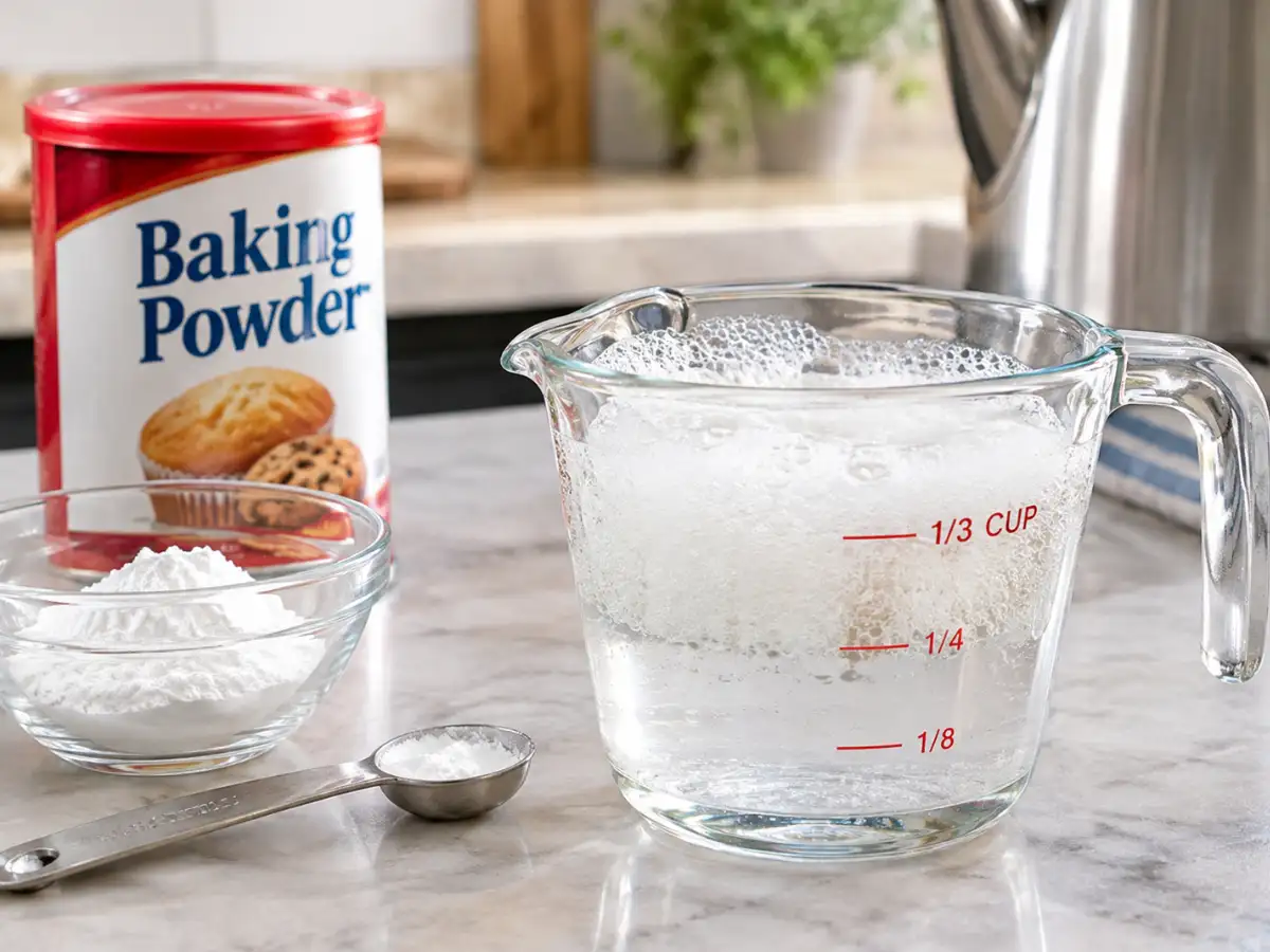 Not sure your baking powder still works? Drop 1 tsp into 1/3 cup hot water; if it bubbles vigorously, it may still have enough potency for baking 