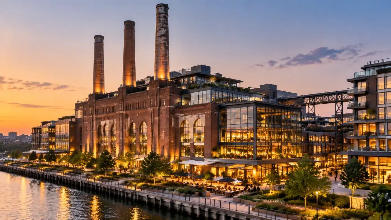 An obsolete power plant was no longer serving its original industrial purpose; developers explored a new life for the landmark through mixed-use redevelopment 