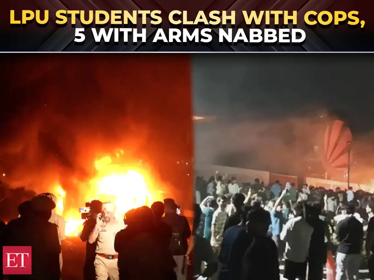 LPU violence: Students outside Lovely University clash with police, set vehicles on fire; 5 arrested 
