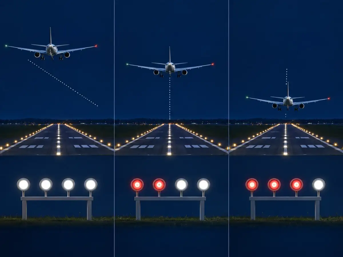 Course Over Ground System Those red and white lights beside US runways tell pilots if they're ...
