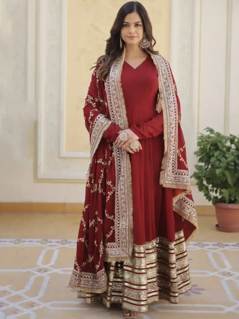 Image for KALINIGeorgetteMaxiEthnicDressesWithDupatta