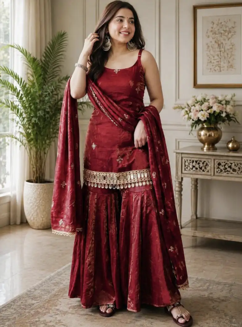 Image for RangSetuWomenEthnicMotifsRegularPatchworkKurtawithSharara%26amp%3BWithDupatta