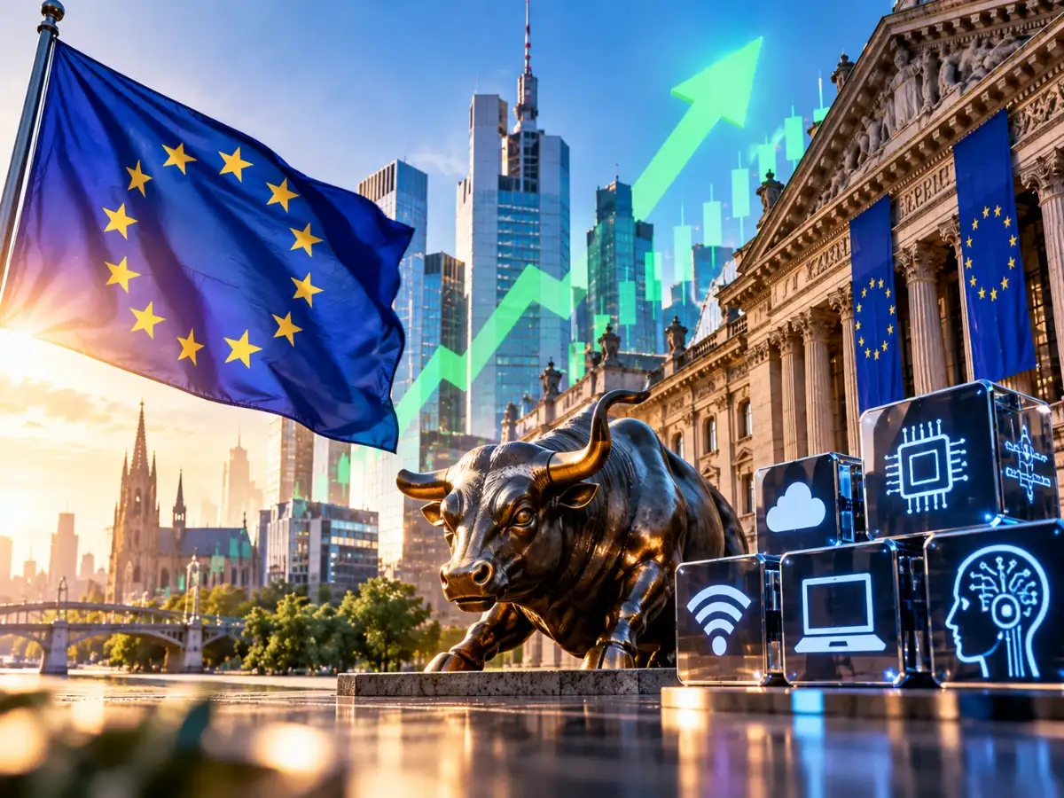 Global Market: European stocks edge higher, tech shares lead gains