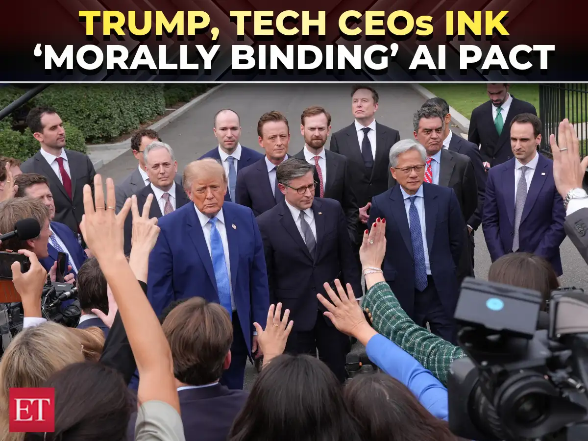 From Zuckerberg, Pichai to Musk: Trump, tech titans sign AI pact; says industry can police itself 