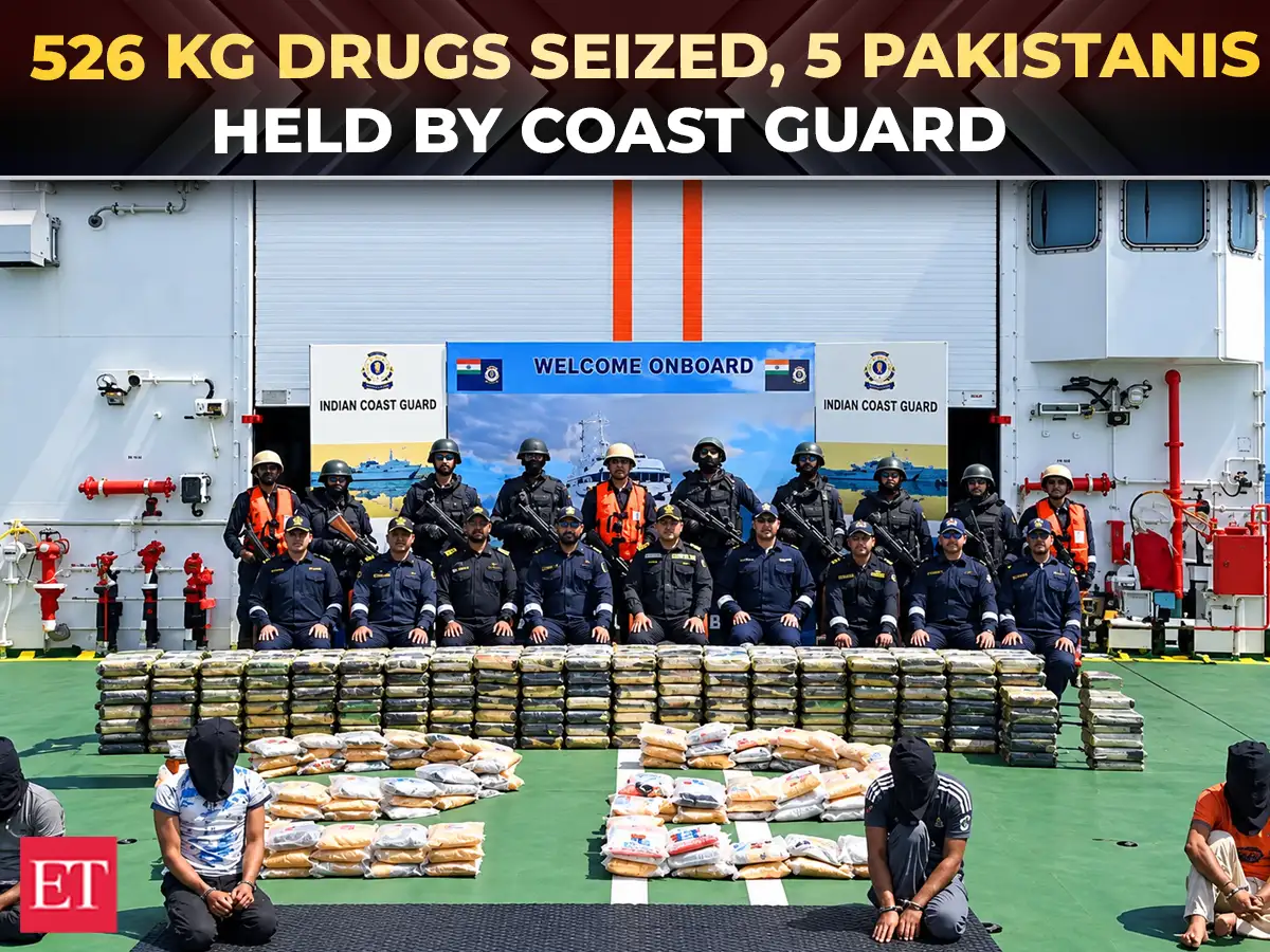 ₹3,000 cr drug haul busted: Indian Coast Guard intercepts Iranian dhow, 5 Pakistanis held 
