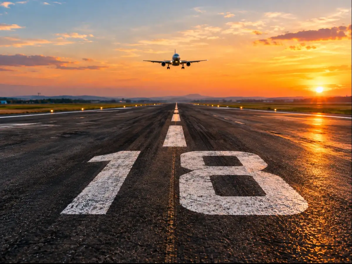 Those giant numbers painted on US runways are not random: They tell pilots the direction they’re facing, with Runway 18 pointing roughly south and 9 east 