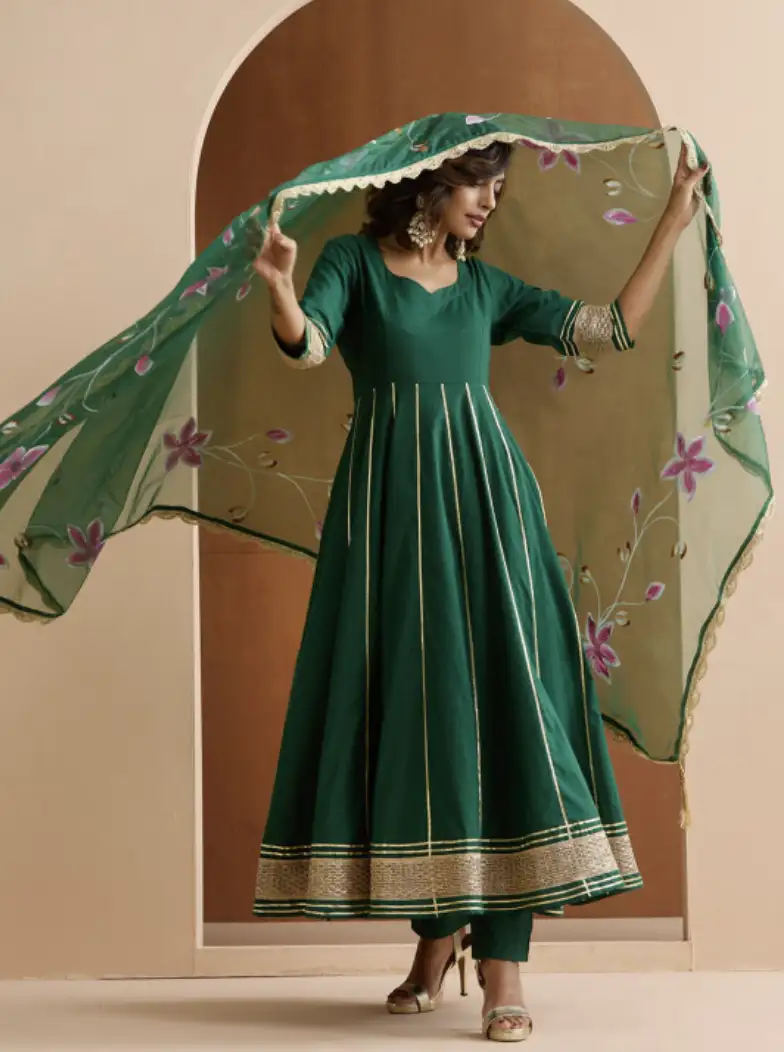 Image for IshinWomenPrintedRegularKurtawithTrousers%26amp%3BWithDupatta
