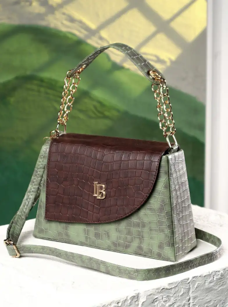 Image for LEGALBRIBEWomenTexturedStructuredSatchelBagPUSlingHandbag