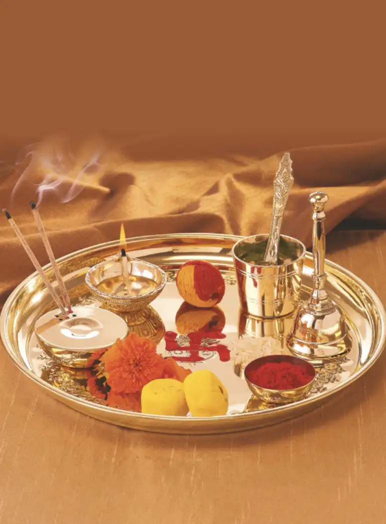 Image for BOROSILBrassEasytoCleanNavratriPoojaThali