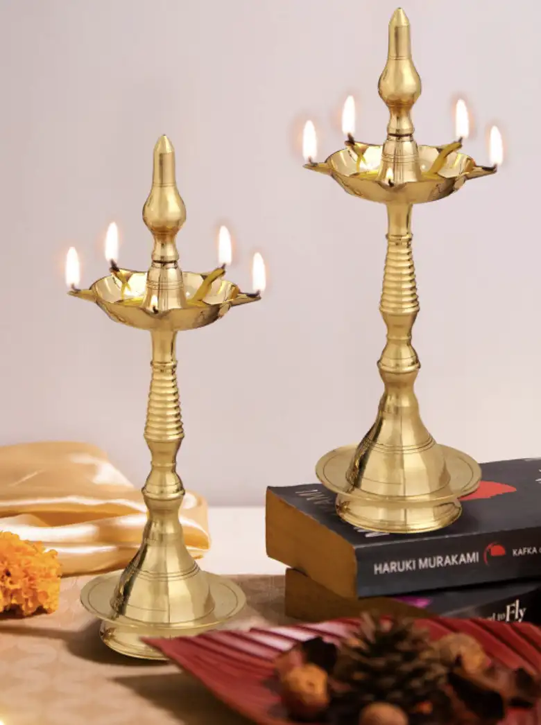 Image for TIEDRIBBONSBrass2PieceEasytoCleanDiwaliDiyas