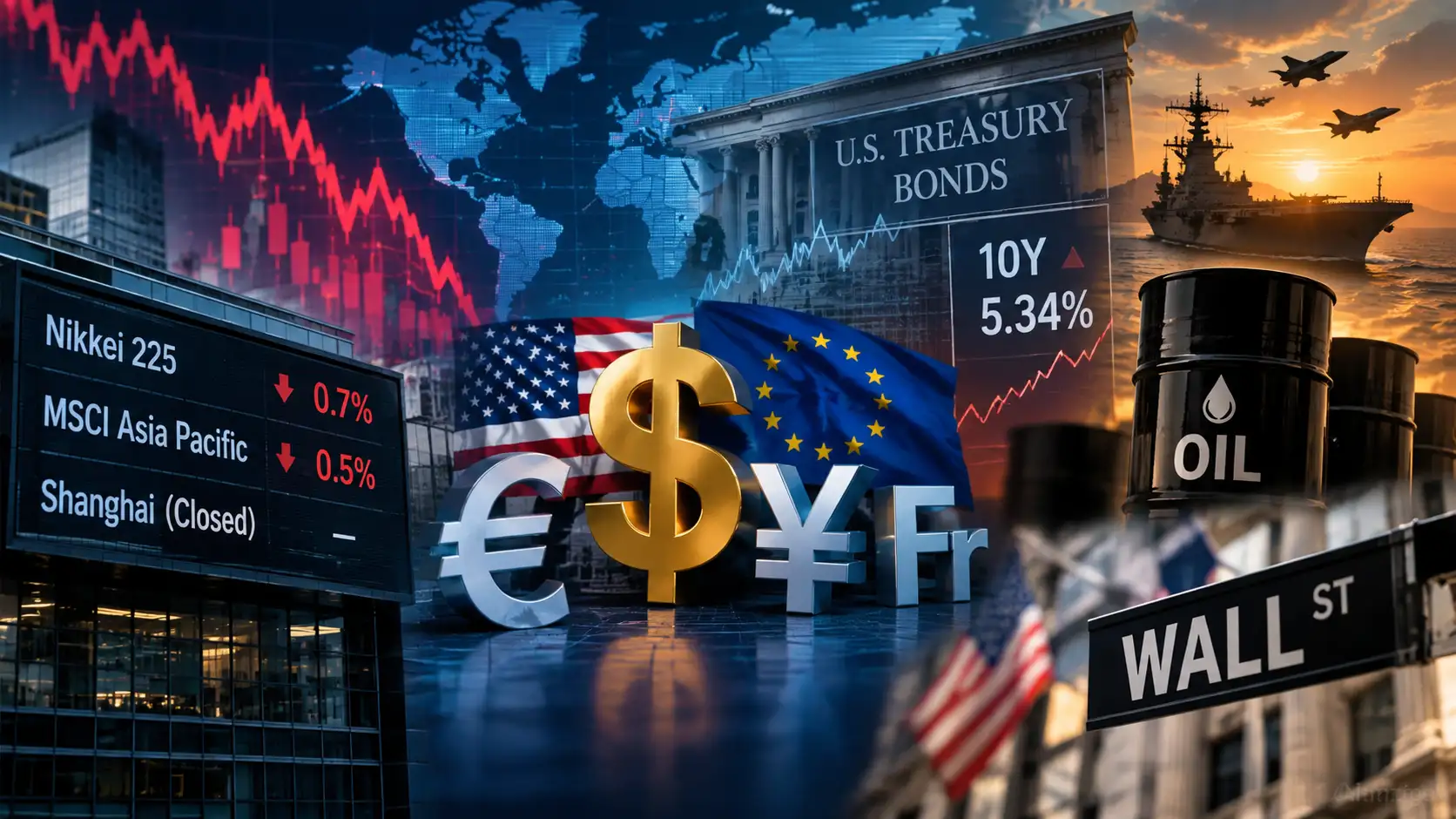 Global Markets: Asian shares fall after wild swings in bonds, FX before US jobs data
