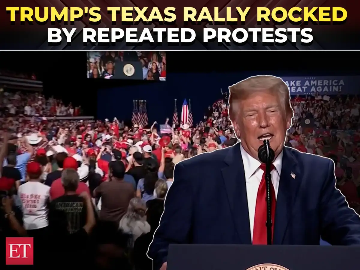 'They are paid by enemies of our nation': Trump interrupted repeatedly by protesters at Texas rally 