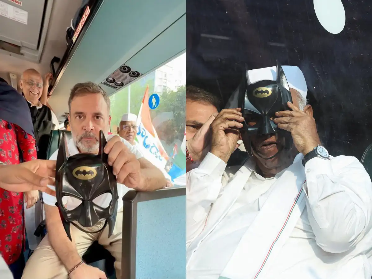 Batman Mode On: Superhero masks steal the show during INDIA bloc's protest march to SC 