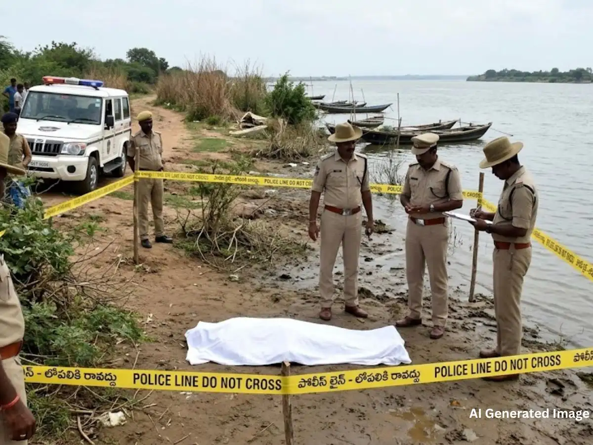 Woman's body seen in Tungabhadra river in Andhra Pradesh surrounded by dangerous terrain, cop risks life to recover body walking more than 1 Km 