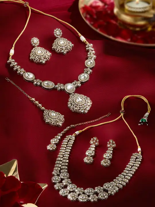Image for ZaveriPearls-SetOf2Gold-PlatedStone-StuddedJewellerySets