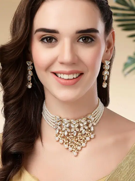 Image for KARATCART-Gold-PlatedKundan-Studded%26amp%3BArtificial-BeadedJewellerySet