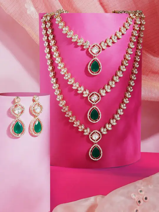 Image for ZaveriPearls-Gold-PlatedAustrianDiamondLayeredJewellerySet