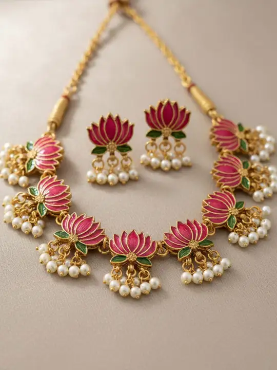 Image for SZN-Stone-Studded%26amp%3BBeadedJewellerySet