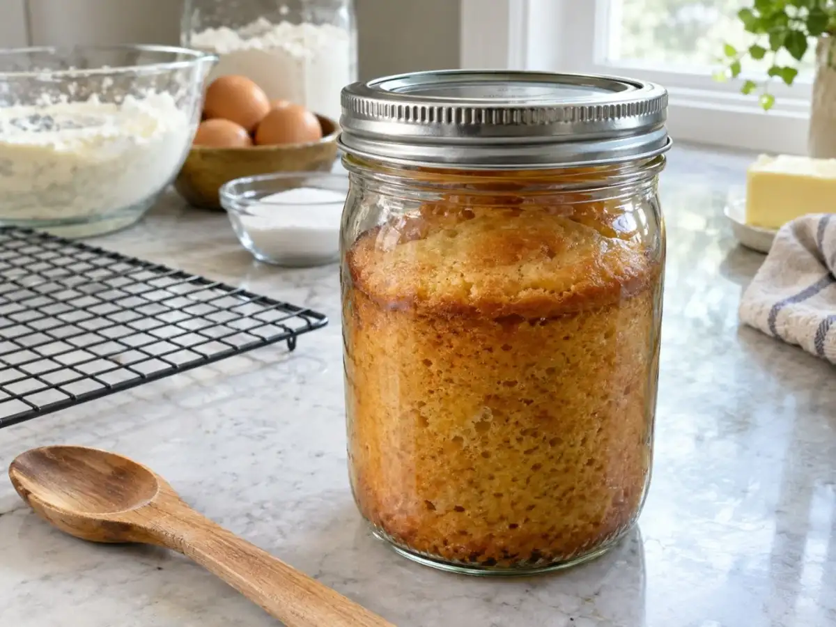 Cake baked inside a sealed canning jar may look like a clever shelf-stable gift, but its moist, low-acid interior can create conditions where botulism can grow 