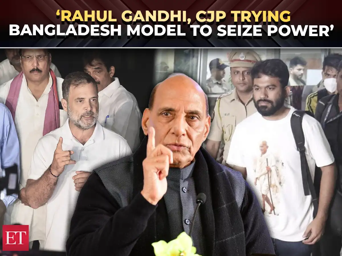 ‘Bangladesh model regime change conspiracy to seize power’: Rajnath Singh slams Rahul Gandhi, CJP 