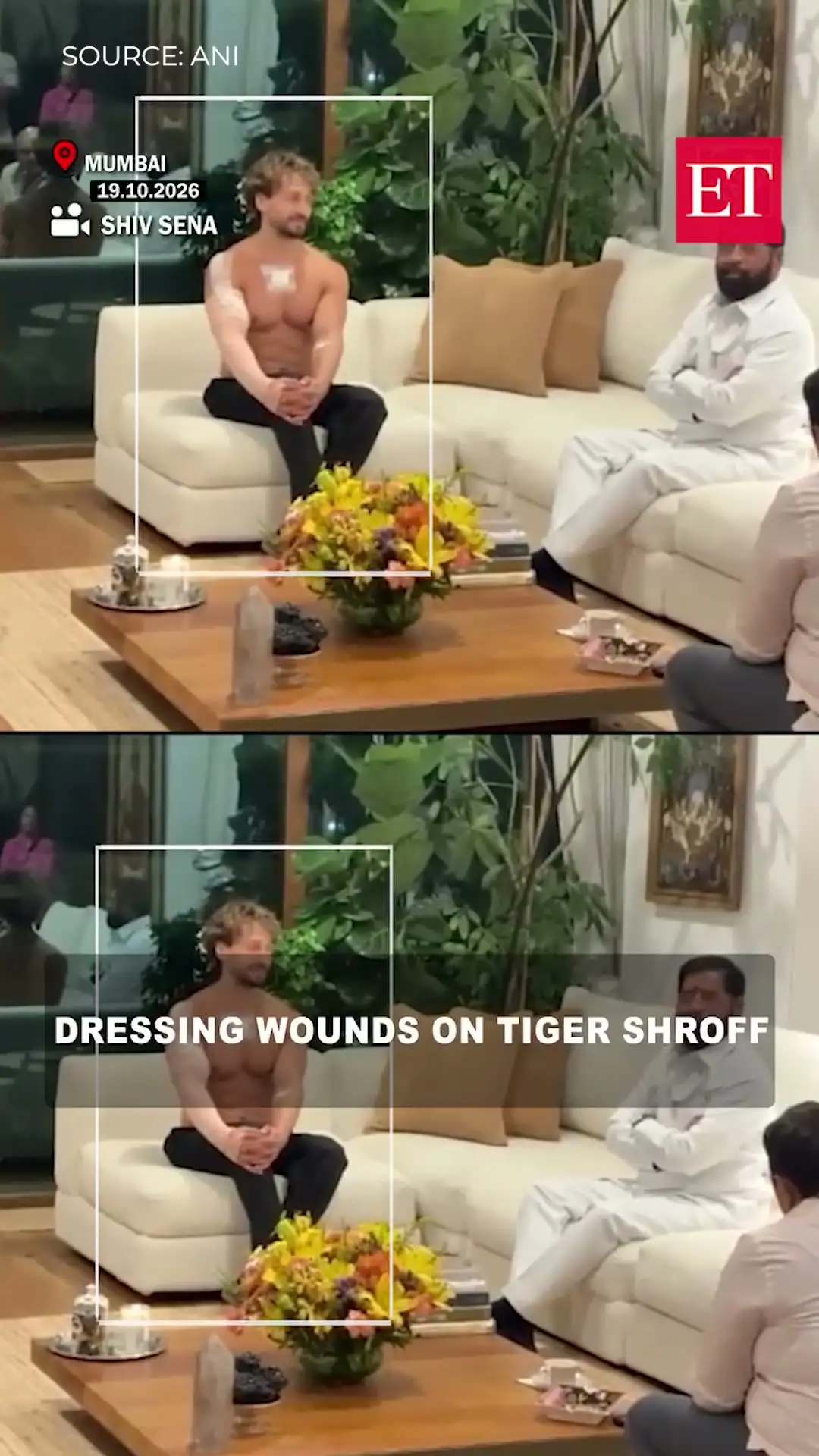 In meet with Eknath Shinde after firing incident, Tiger Shroff seen with dressing on wounds 
