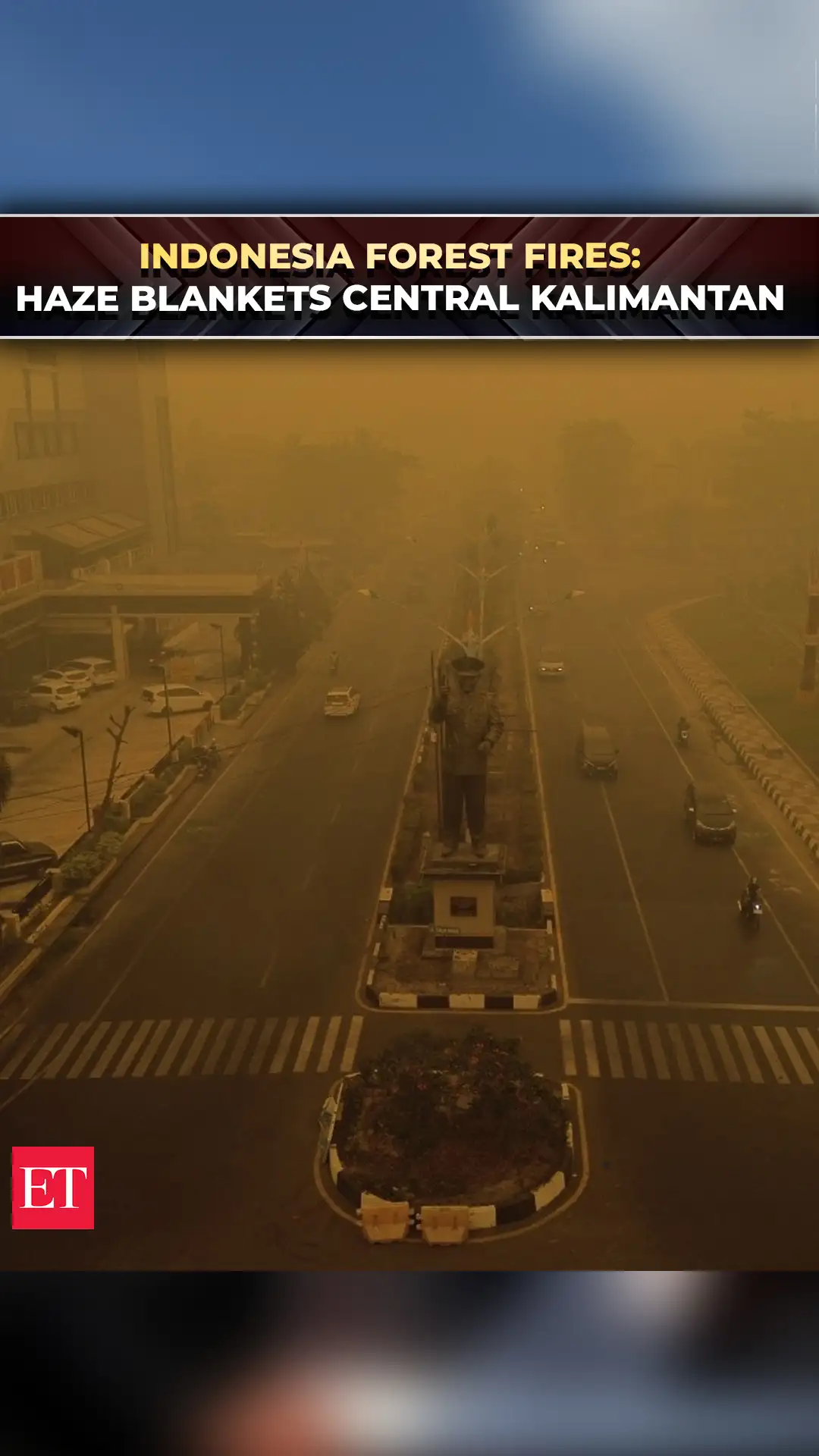 Forest fires continue to spread in Indonesia; drone visuals show haze covering buildings &amp; streets 