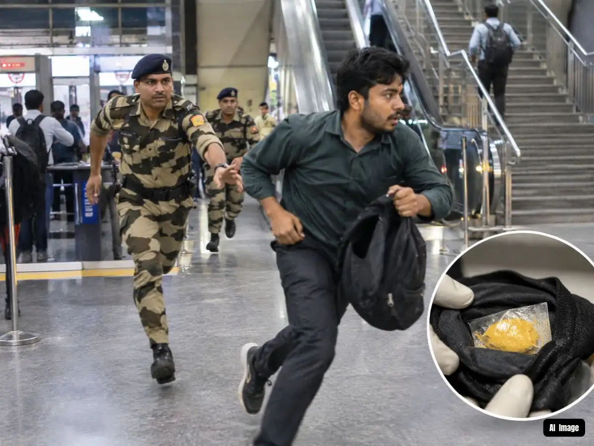 Watch: How CISF jawan chased suspicious man carrying 155 gm gold paste at Delhi Jama Masjid Metro station 
