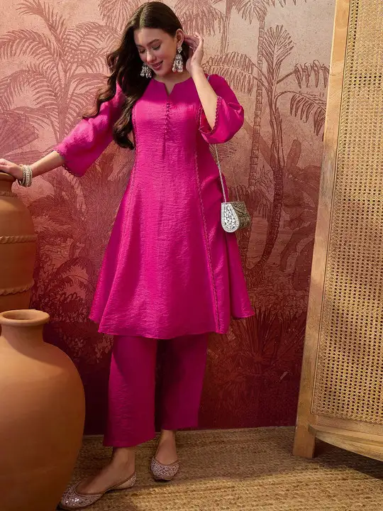 Image for Sangria-EmbroideredRoundNeckKurta%26amp%3BTrousers