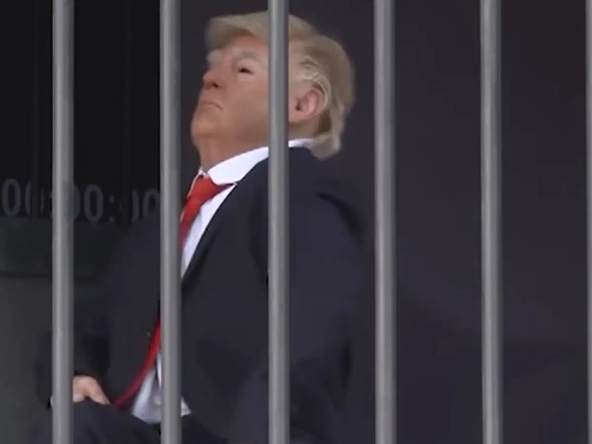 Trump behind Iranian bars? Tehran installation puts 'US President' in a mock prison cell | Watch 