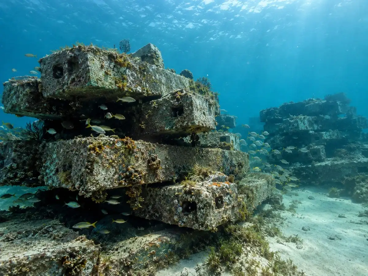 In 2026, Texas deployed 400 tons of concrete railroad ties off Port O’Connor; the material was arranged into two piles at an artificial reef site 