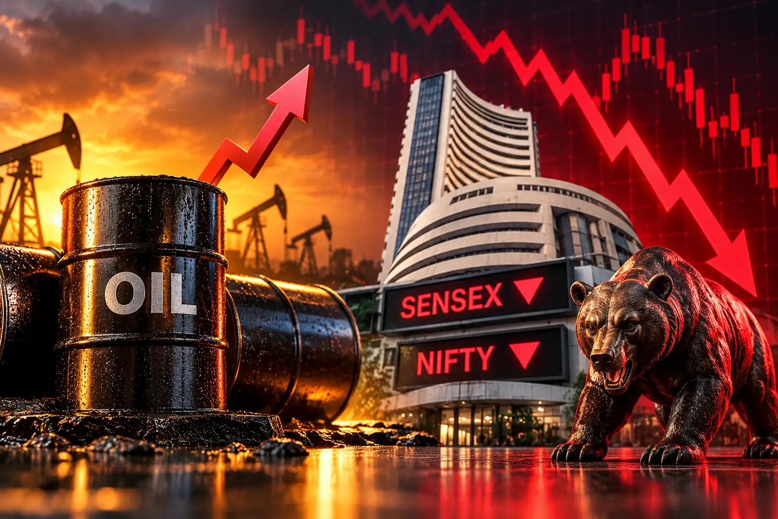 Sensex, Nifty turn lower; broader markets crash as oil tops $116/barrel. What lies ahead?