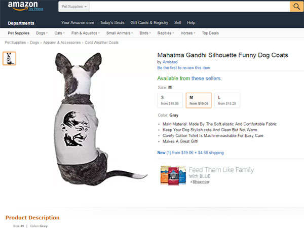 Amazon: After tri-colour doormats and shoes, now Gandhi-printed flip-flops,  dog coats up for sale on Amazon