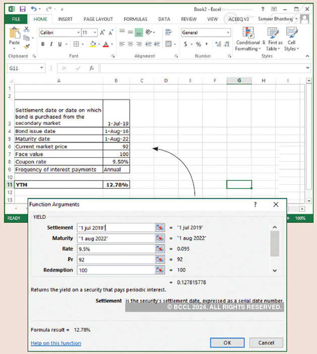 Interest Rates Use Ms Excel S Yield Function To Understand The Bond Market The Economic Times