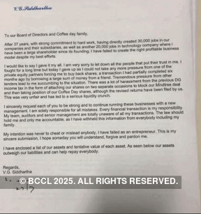 VG Siddhartha last letter VG Siddhartha last letter