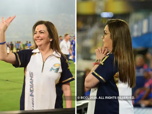 ​Nita Ambani at the IPL 2019 finale between Mumbai Indians and Chennai Super Kings at Rajiv Gandhi International Stadium in Hyderabad.