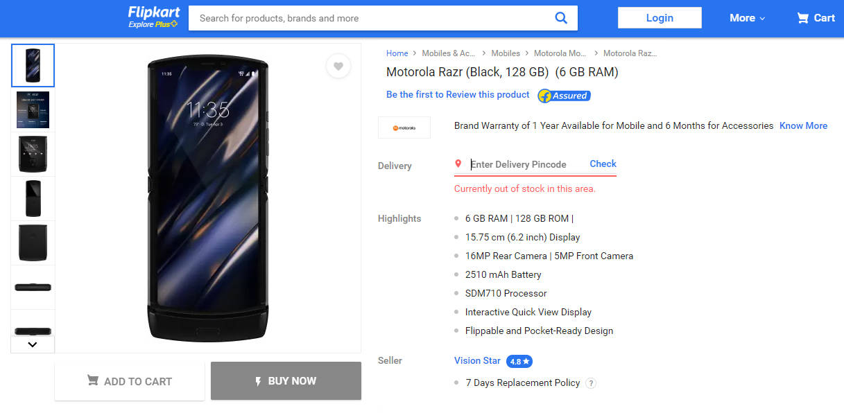 Motorola Razr (Gold, 128 GB) (6 GB RAM) at Rs 108000/piece, Mobile Phones  in New Delhi