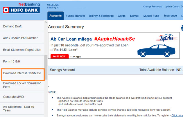 Hdfc Bank Form 16a How To Download Form 16a Interest Certificate For Hdfc Bank The Economic 7924