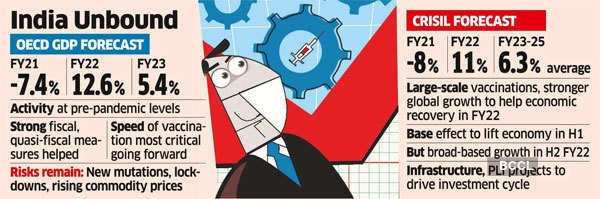 India GDP: OECD interim economic outlook pegs India's GDP growth at 12.6% in FY22 - The Economic Times
