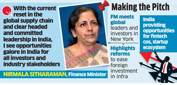 Opportunities galore in India: FM Nirmala Sitharaman to investors - The Economic Times