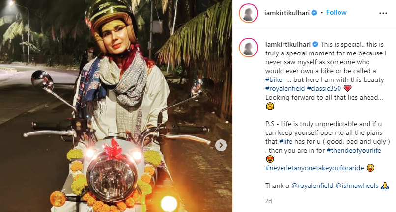 ‘Biker girl’ Kirti Kulhari buys new Royal Enfield motorcycle, calls it ...