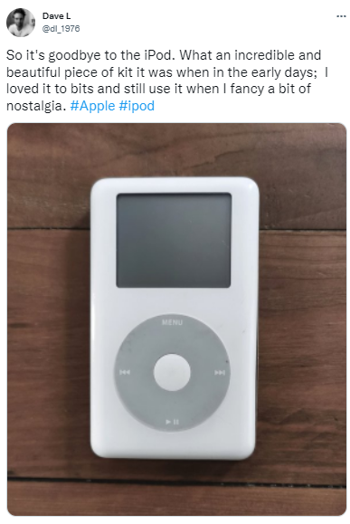 Apple discontinues the revolutionary iPod music player