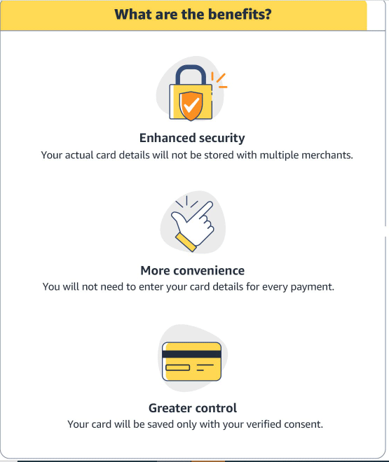 Card tokenisation How to save card details in Amazon for future