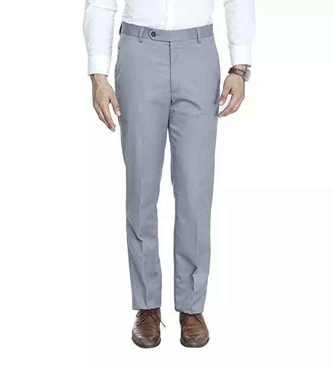 Ankel Length Slim Fit Light Grey Mens Armani Formal Pants Croped Pants  Handwash