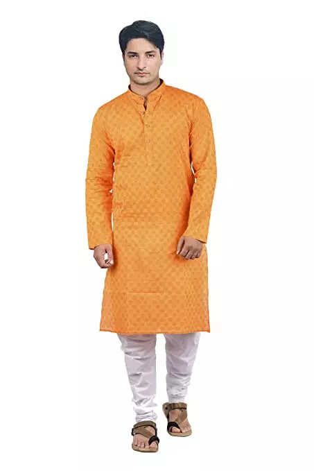 Orange colour best sale ka kurta pajama