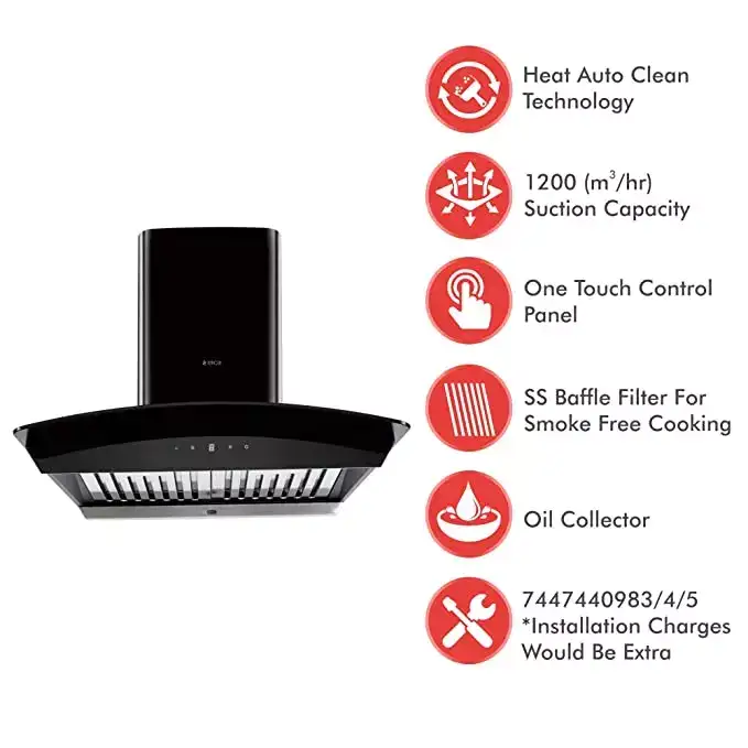 Image for Elica60cm1200m3%3AhrAutoCleanChimney